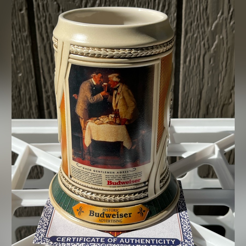 Budweiser Anheuser-Busch When Gentlemen Agree limited edition beer stein in tin